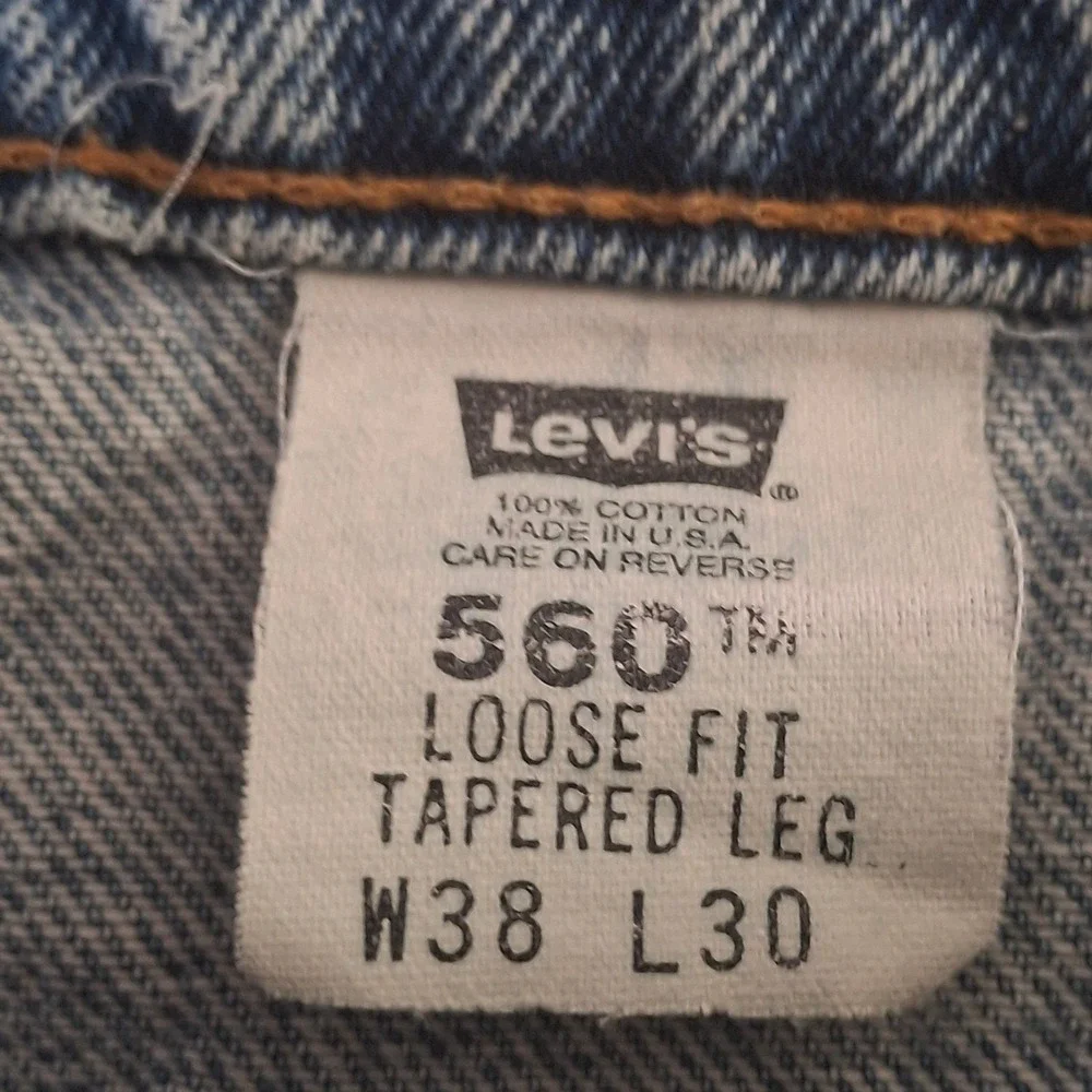 Vintage 90s Levis 560 Loose Fit Tapered Leg Orange Tab Jeans Mens 38x30 Blue USA